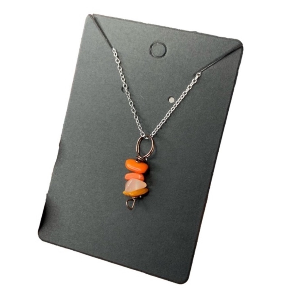 Orange Crystal Silver Necklace